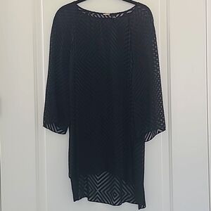 Chico's size 2 Black Label sheer striped 3/4 sleeve blouse